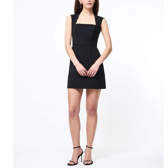 French Connection Whisper Ruth Square Neck Mini Dress – Black – Sz 4 Minimalist - Picture 1 of 9